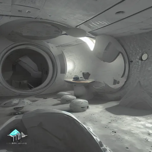 Image similar to i inherited some moon base home thingy with 2 extra rooms we can sell. unreal engine, raytracing, high res