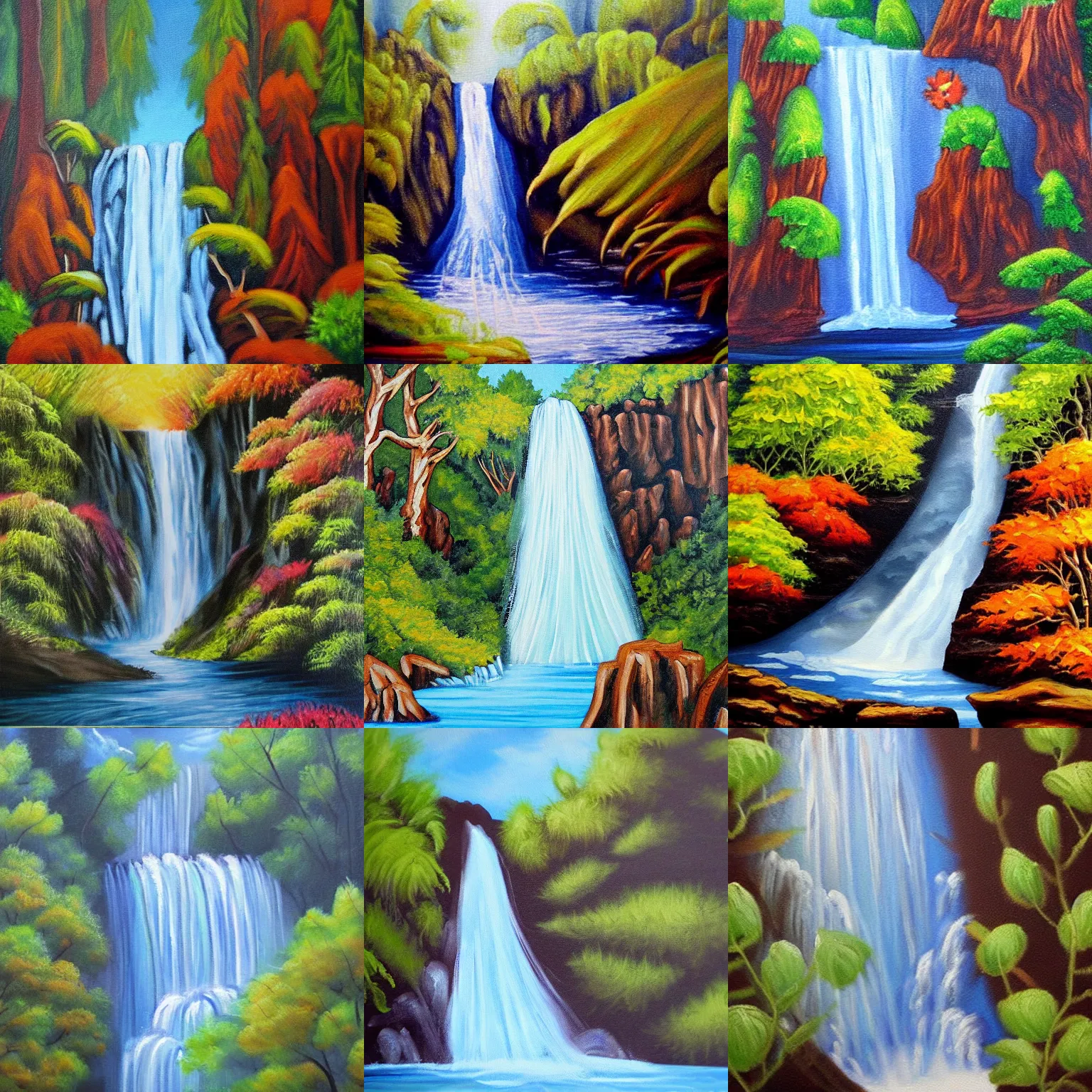 Prompt: <painting quality=very-high>a waterfall</painting>