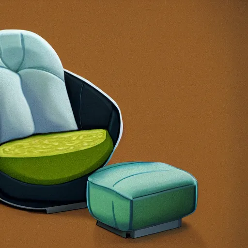 Image similar to an armchair in the shape of an avocado cinematic lightning 4k award winning artstation