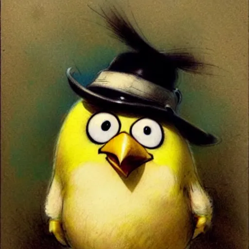 Image similar to ( ( ( ( ( yellow angry bird. muted colors. ) ) ) ) ) by jean - baptiste monge!!!!!!!!!!!!!!!!!!!!!!!!!!!