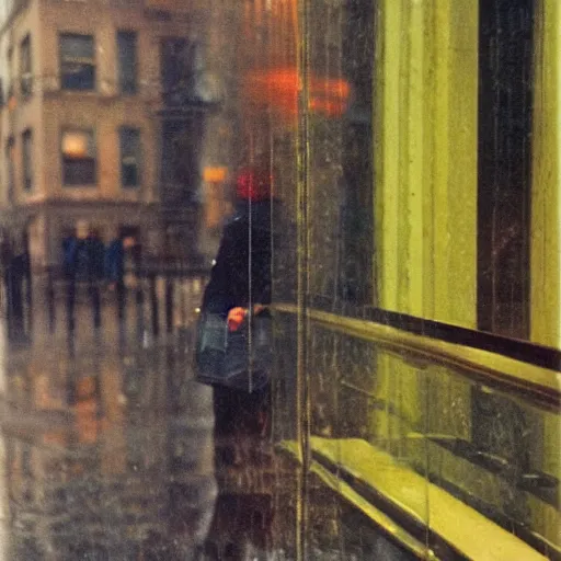 Image similar to rainy new York daydream, by Saul Leiter