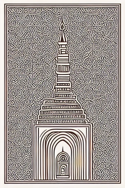 Image similar to minimalist boho style art of a mosque, illustration, vector art