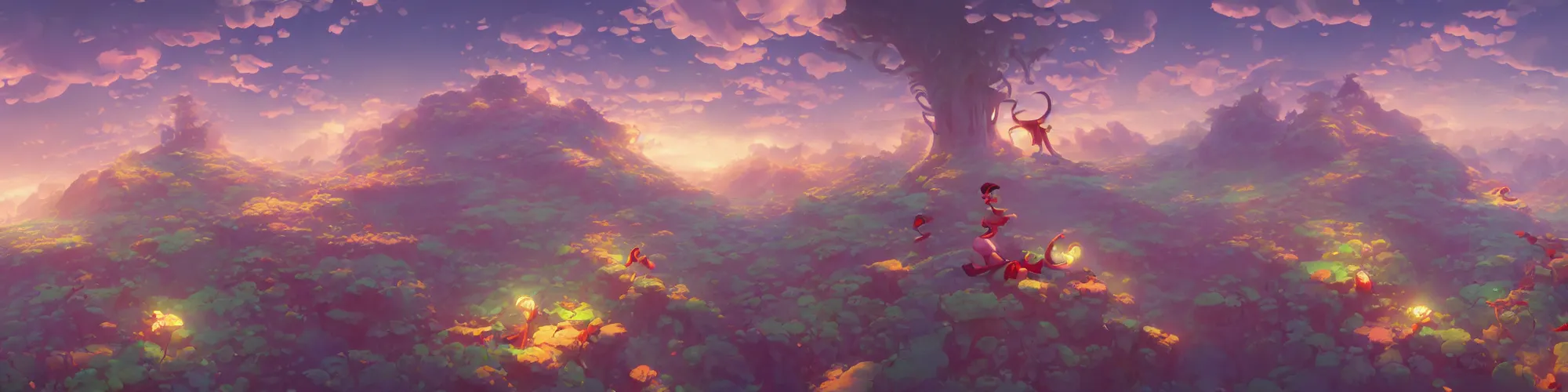 Image similar to 3 6 0 panoramic dynamics matte painting acrylic blur oil wonderland yoshi kurbi dofus, hight contrast,, behance hd by jesper ejsing, by rhads, makoto shinkai and lois van baarle, ilya kuvshinov, rossdraws global illumination