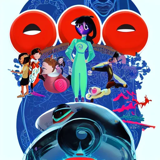 Prompt: big hero 6, detailed and elaborate art nouveau poster