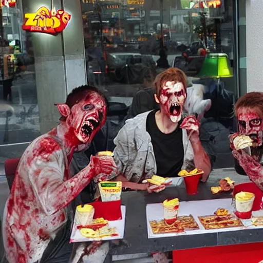 Image similar to zombies eating at mcdonald's