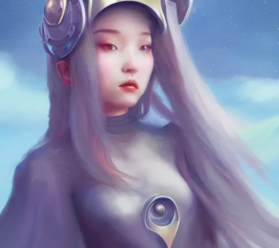 Prompt: fantasy girl, Medieval Futurism, Retrofuturism, medieval, science fiction by JeeHyung lee, Anna Nikonova aka Newmilky, Adrian Wilkins and 23monkey trending on artstation, 2D art, 2dcg #digital art #cute #girls photoshop