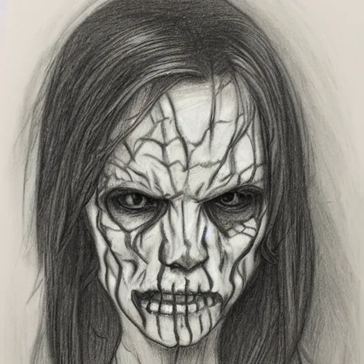 Image similar to pencil sketch of a zombie portrait