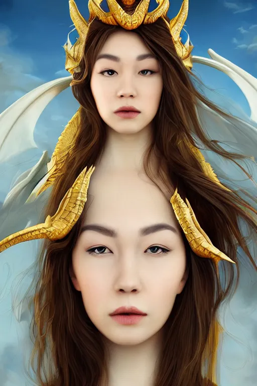 Image similar to air Dragon princess, digital art, 8k ,character ,realistic, portrait, hyperrealistic