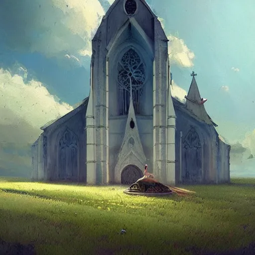 Image similar to paint surrealist 🛩🌿⛪, digital art, greg rutkowski,