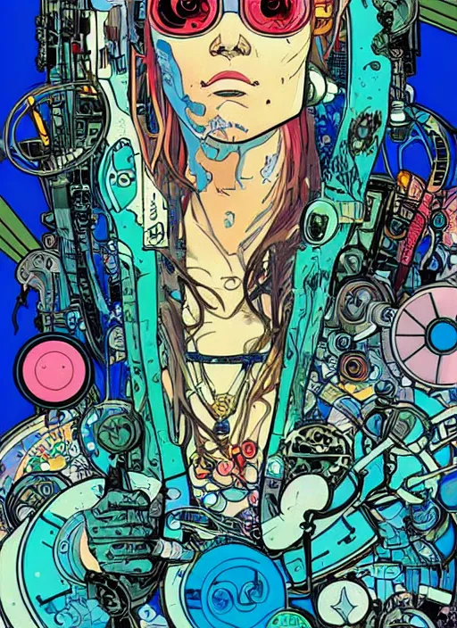 Image similar to cyberpunk pisces!! cyborg portrait illustration, pop art, splash painting, art by geof darrow, ashley wood, alphonse mucha, makoto shinkai