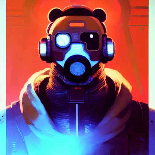 Prompt: cyberpunk synth, hyper - realistic portrait of a futuristic panda soldier, cyberpunk, intricate, lifelike, by atey ghailan, by greg rutkowski, by greg tocchini, by james gilleard, by joe fenton, by kaethe butcher, dynamic lighting, gradient light blue, brown, cinematic lighting color scheme, sharp focus, grunge aesthetic