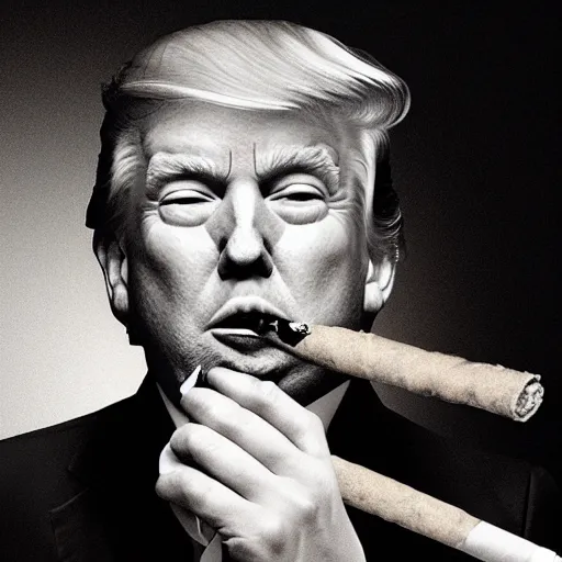 Image similar to a high detail photo of donald trump smoking a cigarrette, subject= donald trump, subject detail: extremly detailed, subject action: smoking a cigar, photorealism, dramatic lighting, award winning photograph, trending on artstation