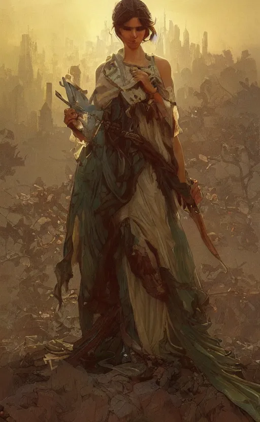 Prompt: a personification of the country Israel, highly detailed, digital painting, artstation, concept art, sharp focus, illustration, art by greg rutkowski and alphonse mucha