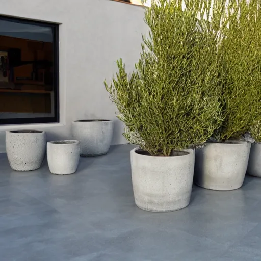 Image similar to large concrete pots with seatings, olive trees, wpc decking on the floor