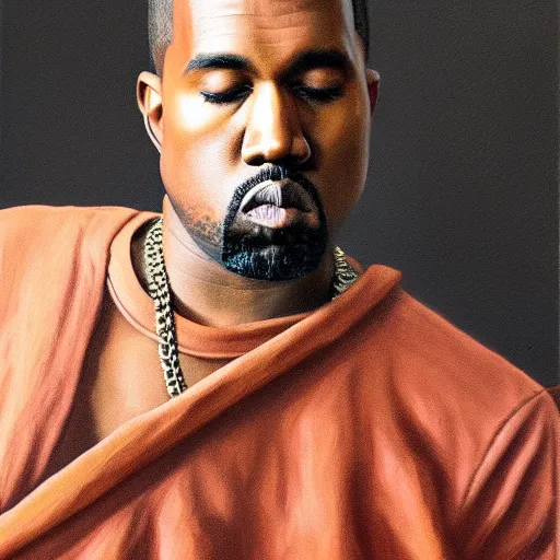 Image similar to kanye west | renaissance | oil painting | highly detailed | emotional