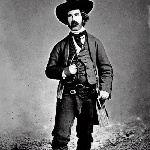 Prompt: will farrell in the old west, 1 8 0 0 s, historical image, crisp, highly detailed, high resolution