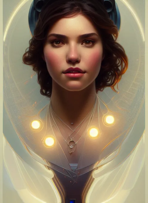 Image similar to full body portrait of thick girl, chemisty, sci - fi, glowing lights!! intricate, elegant, highly detailed, highly detailed face, digital painting, artstation, concept art, smooth, sharp focus, illustration, art by artgerm and greg rutkowski and alphonse mucha, 8 k