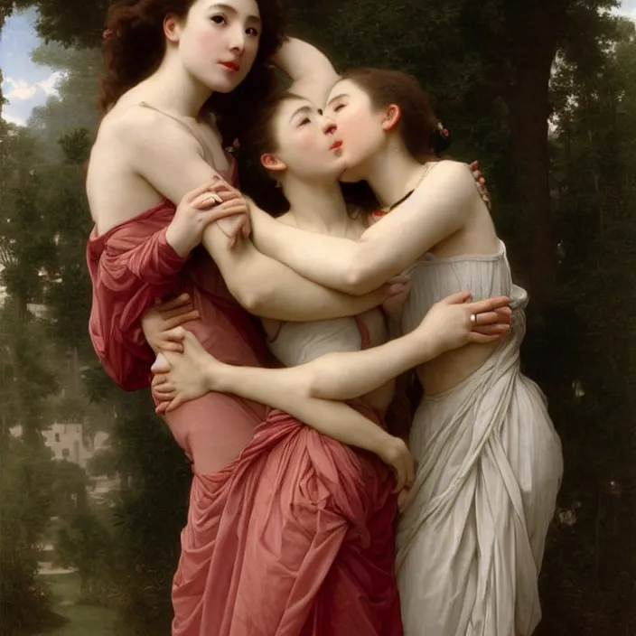 Image similar to jodie comer and sandra oh kiss by william - adolphe bouguereau