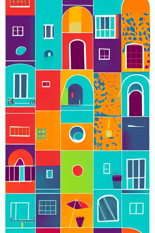 Prompt: minimalist boho style art of colorful lissabon, illustration, vector art