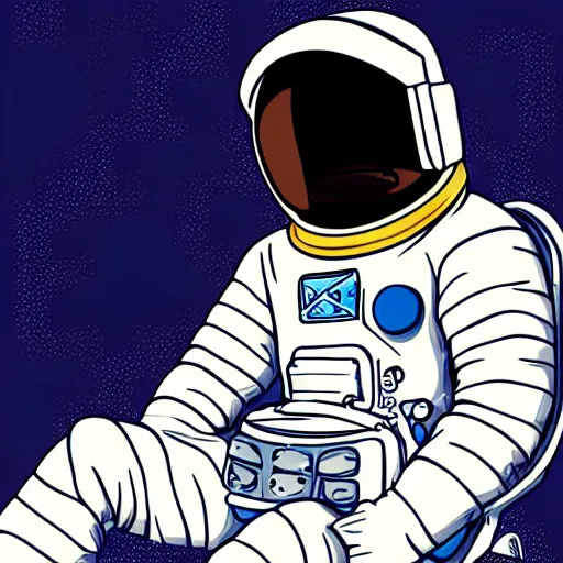 Image similar to an astronaut relaxing in space, Manga Character, anime, vector art, glitchcore,