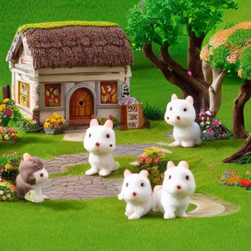 Image similar to lord of the rings calico critters in the shire