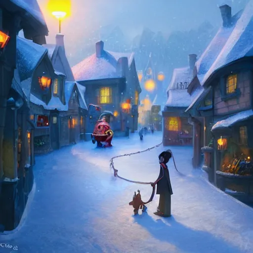 Prompt: a wholesome animation key shot of hogsmeade, colorful, pixar and disney animation, sharp, very detailed, high resolution, key art by greg rutkowski, bloom, dramatic lighting