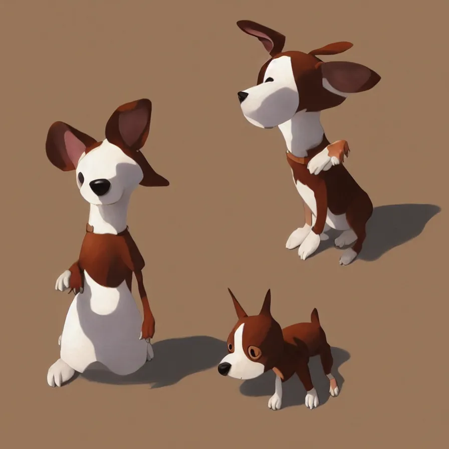 Prompt: Goro Fujita illustrating an extremely realistic photograph of a brown and white dog, with long ears, a small nose and wide eyes, art by Goro Fujita, sharp focus, highly detailed, ArtStation