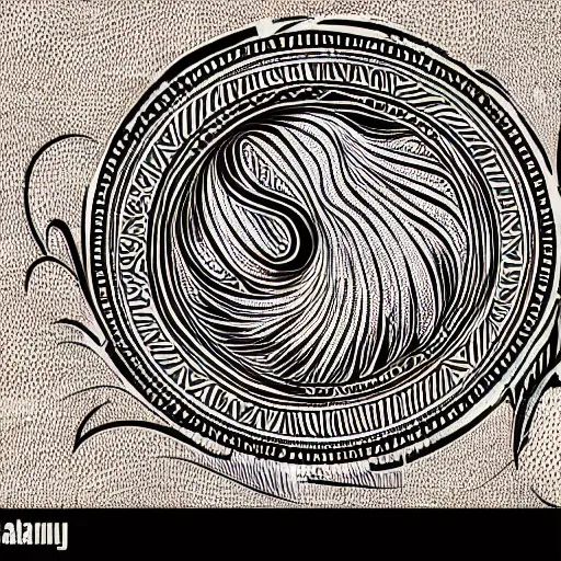 Image similar to phoenix salt round composition rebirth symbolism swirl tail feather graphic design Egyptian phoenix style simple design contour simple one line