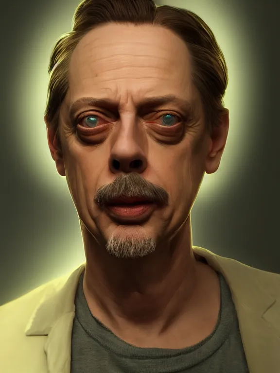 Image similar to portrait art of steve buscemi with a popsicle 8k ultra realistic , lens flare, atmosphere, glow, detailed,intricate, full of colour, cinematic lighting, trending on artstation, 4k, hyperrealistic, focused, extreme details,unreal engine 5, cinematic, masterpiece