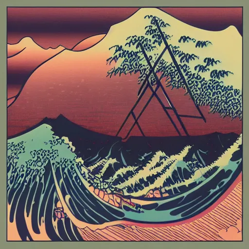 Image similar to synthwave urban grunge by hokusai