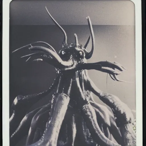 Image similar to vintage polaroid of a nightmarish mutated creature in a science lab, studio lighting, 4 k photo by chris cunningham