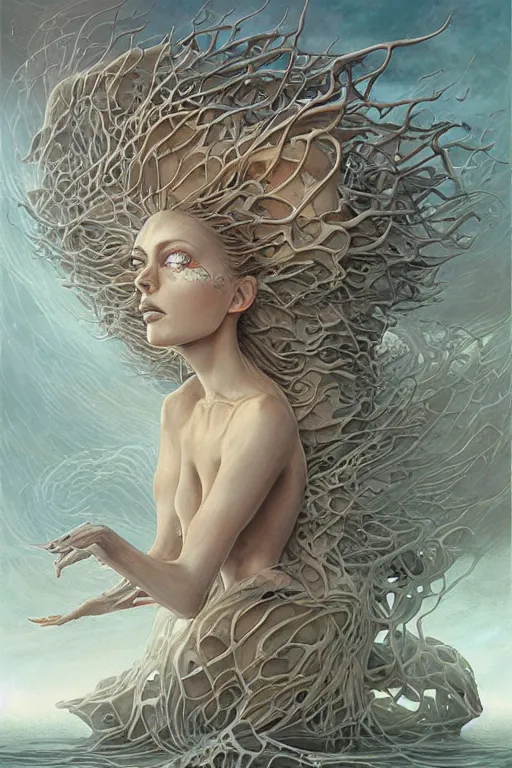 Image similar to portrait of ocean angel by Peter Mohrbacher and Peter Gric