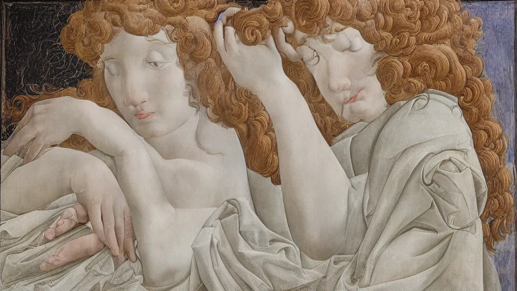 Image similar to sp 4 0 4, in style of sandro botticelli, 4 k, high resolution details,