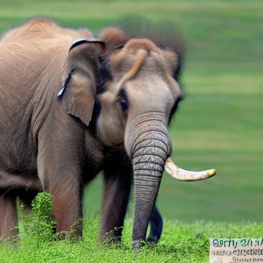 Prompt: hairy fuzzy asian elephant hd nature photography