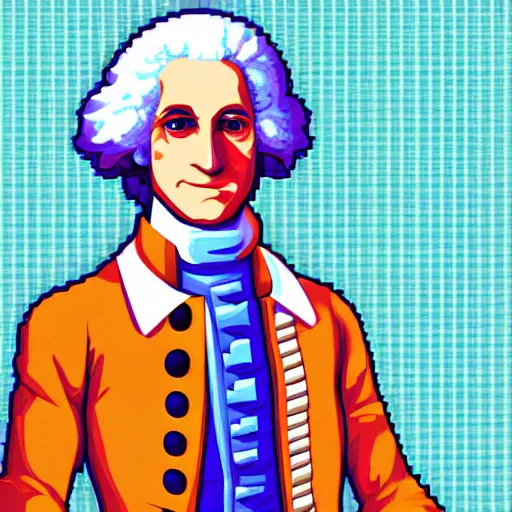 Prompt: anime george washington, colorful, fantastic lighting, pixel art, 1 6 bits, 2 d