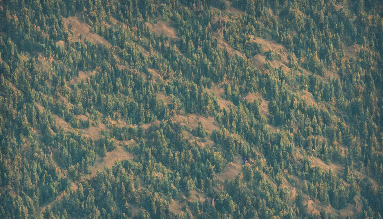 Prompt: a bunch of hikers going up a mountain, view from above, victor ngai