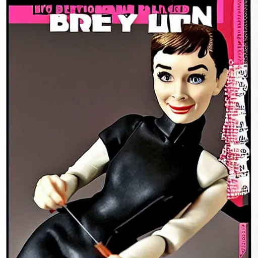 Image similar to audrey hepburn cos play ernst blofeld, stop motion vinyl action figure, plastic, toy, butcher billy style