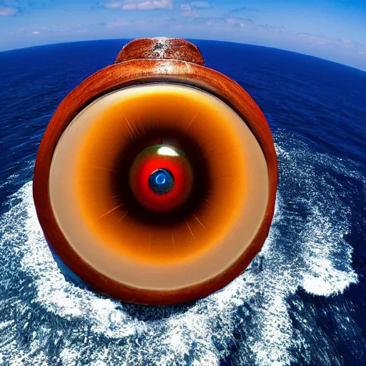Prompt: A giant eye located in the ocean abyss