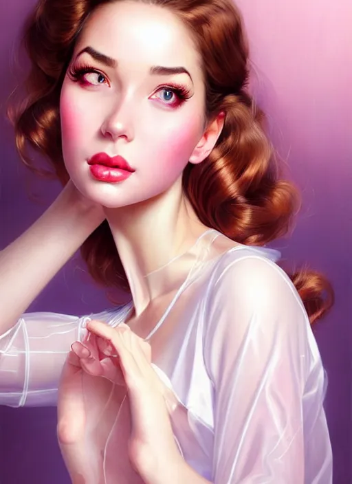 Prompt: glamorous and sexy nurse opening her transparent blouse, beautiful, pearlescent skin, natural beauty, seductive eyes and face, elegant girl, natural beauty, very detailed face, seductive lady, full body portrait, natural lights, photorealism, summer vibrancy, cinematic, a portrait by artgerm, rossdraws, Norman Rockwell, magali villeneuve, Gil Elvgren, Alberto Vargas, Earl Moran, Enoch Bolles