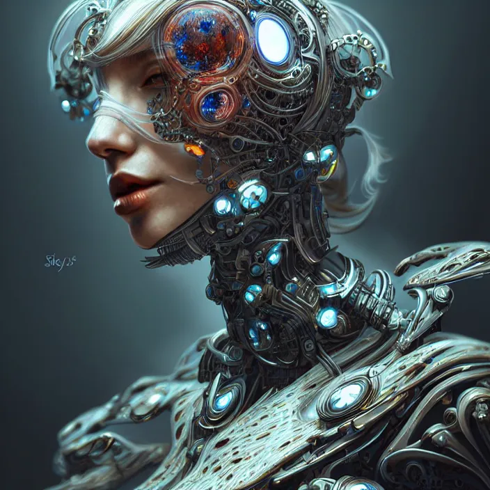 Image similar to organic cyborg, diffuse lighting, fantasy, intricate, elegant, highly detailed, lifelike, photorealistic, digital painting, artstation, illustration, concept art, smooth, sharp focus, art by skunkyfly and kelogsloops