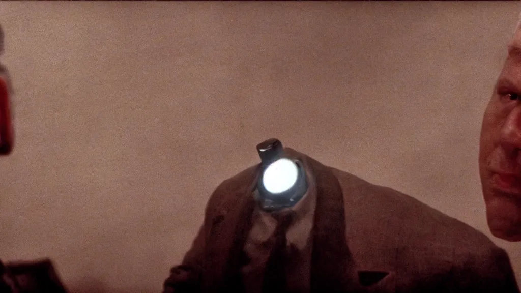 Prompt: The man with robot head, movie still, cinematic composition, cinematic light, by David Lynch