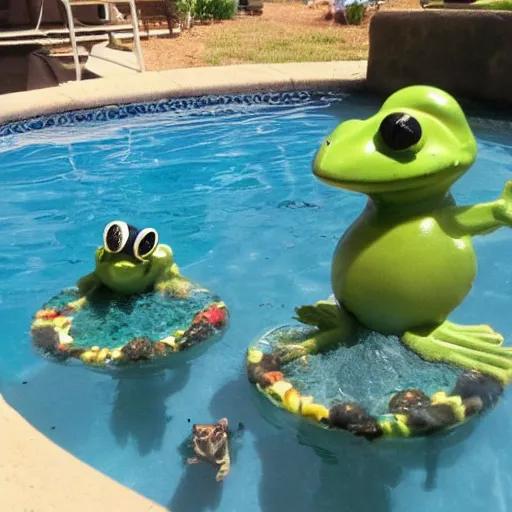 Image similar to a poolparty for frogs