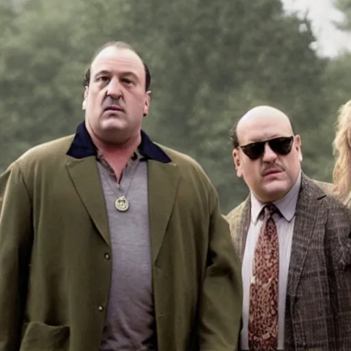 Prompt: Tony Soprano and Kurt Russell visiting Hogwarts,