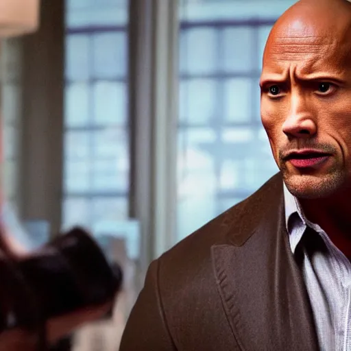 Prompt: dwayne johnson as john macintyre in diehard film, box office scene