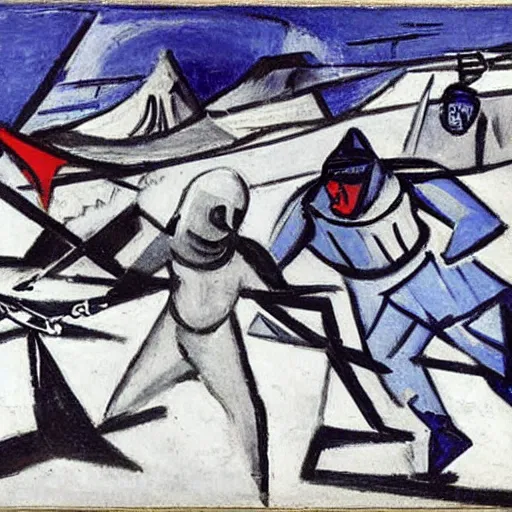 Prompt: battel of hoth by picasso.