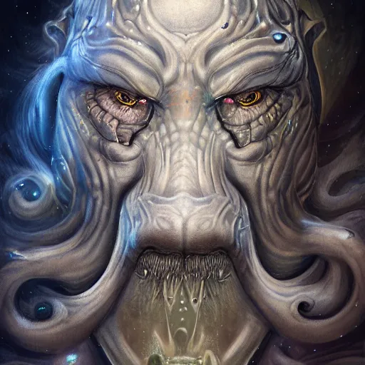 Prompt: a wlop 3 d render of very very very very highly detailed beautiful mystic portrait of a phantom undead hippo with whirling galaxy around, tattoos by anton pieck, intricate, extremely detailed, digital painting, artstation, concept art, smooth, sharp focus, illustration, intimidating lighting, incredible art,