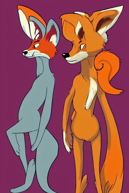 Image similar to a fox fursona, trending on furaffinity, by don bluth, furry art, digital art