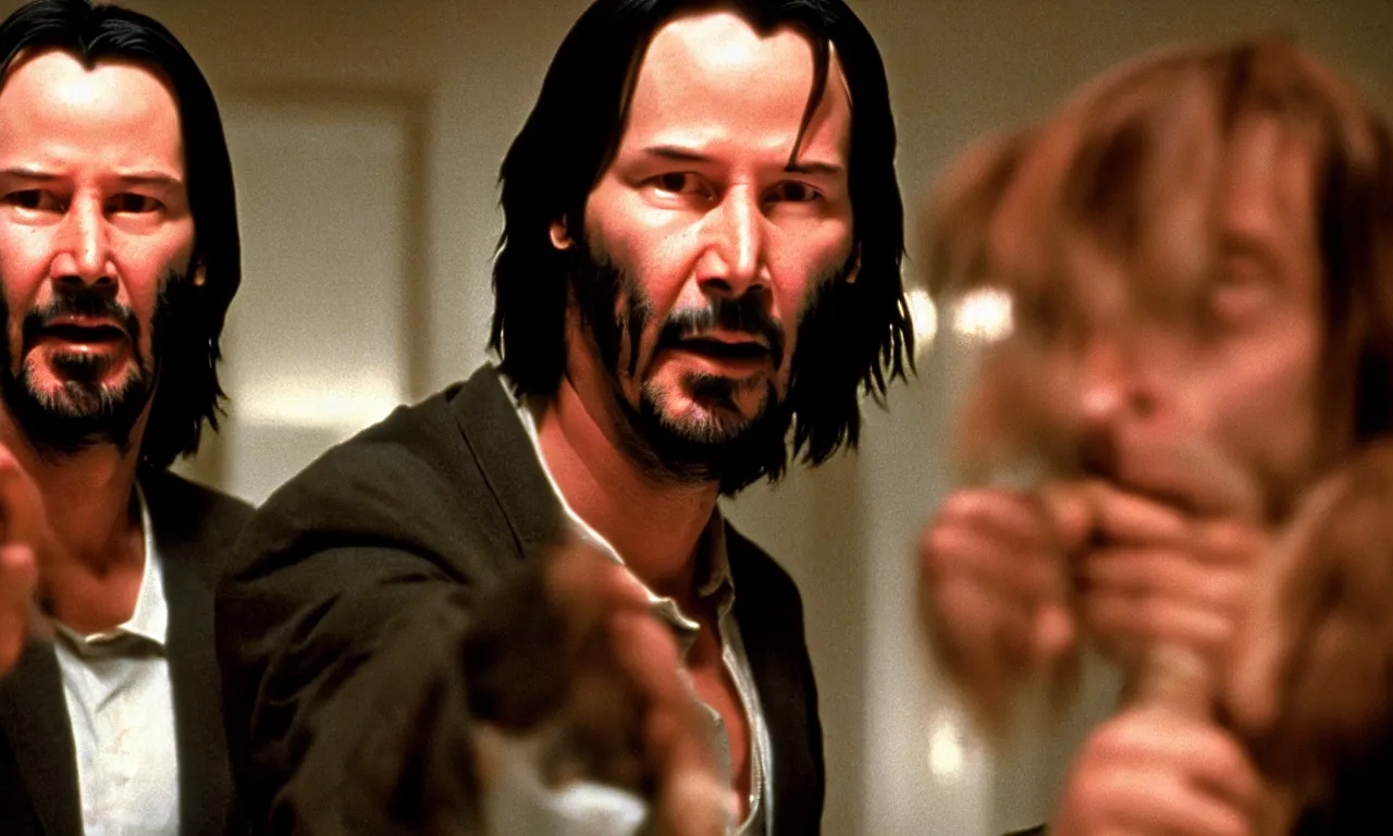 Image similar to keanu reeves in the shining