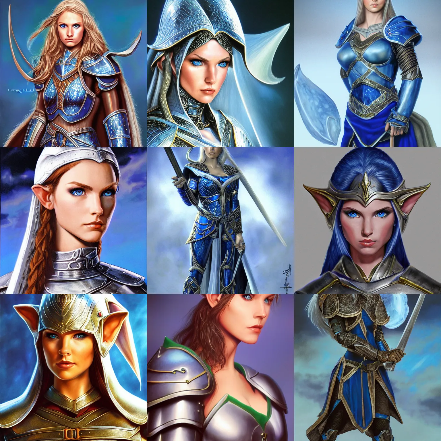 Elf Female Blue Eyes detailed Beautiful Paladin Stable 