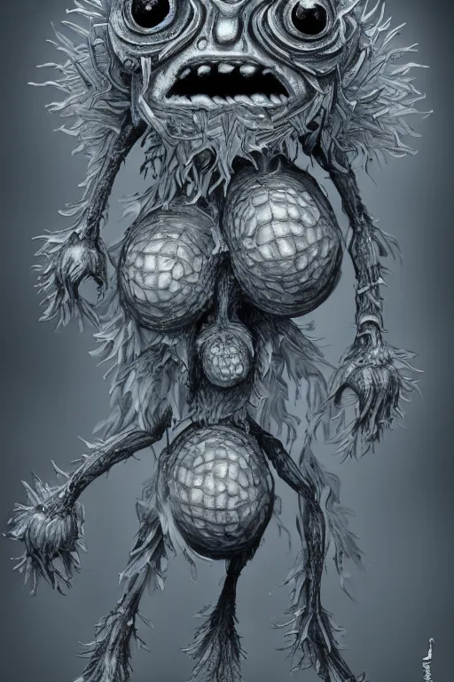 Prompt: a humanoid figure cirsium monster with large eyes, highly detailed, digital art, sharp focus, trending on art station, plant, anime art style